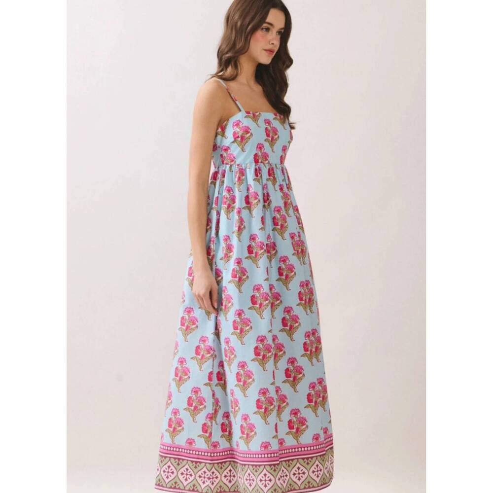 NEW TCEC palm blossom maxi dress in blue - Picture 3 of 3